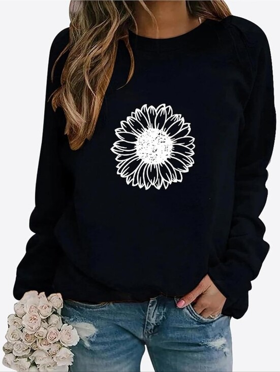 Tops - Sunflower Black Graphic Oversized Sweatshirt L
